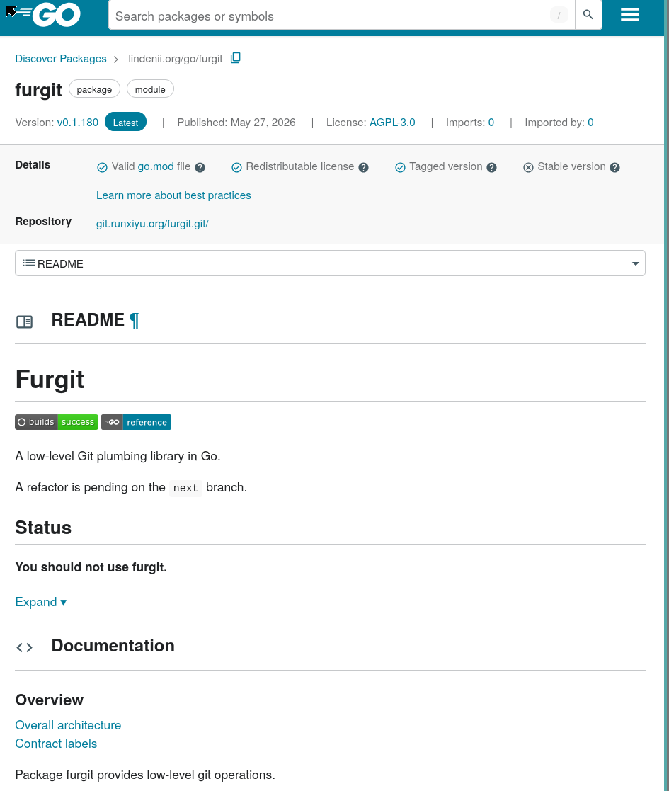 Screenshot of the reported URL, with one trailing slash in the Repository URL